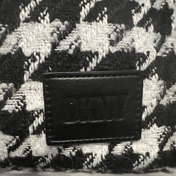 DKNY Hadlee small tote in classic black and white houndstooth with black handles